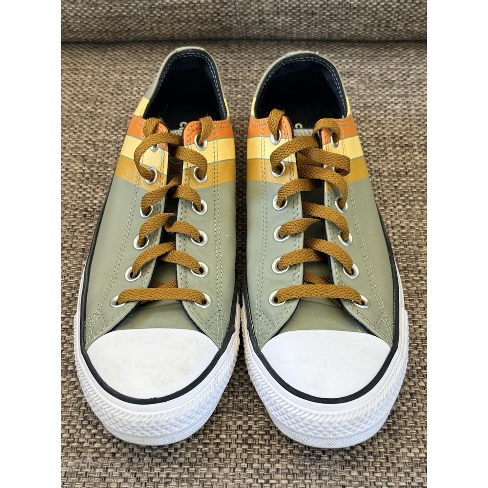 Converse Chuck Taylor Mens 8 Green With Yellow And Orange Stripes. Rare 70s Vibe - Picture 2 of 7